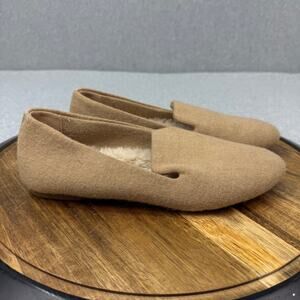 Birdies Starling Wool Faux Fur Loafers Women's 8 Flats Brown Tan Shoes